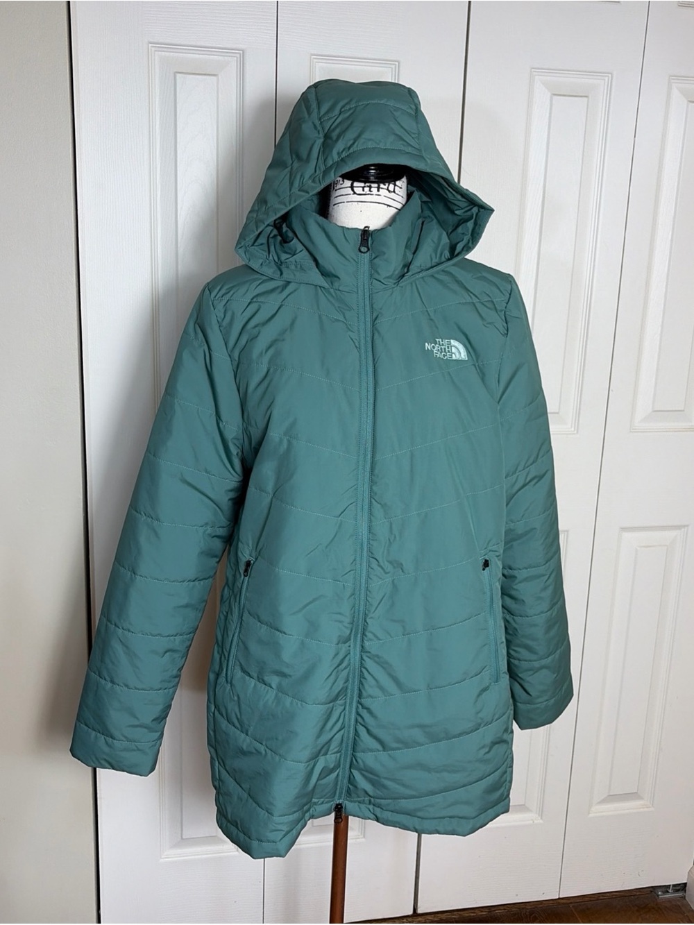 The North Face Green Puffer Hooded Tamburello Jacket - Women's Size Large - Picture 2 of 16